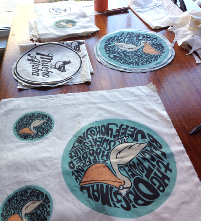 Cutting each patch by hand.
